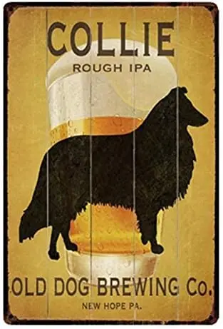 Vintage Metal Sign Collie Rough Dog Retro Poster Plaque Tin Sign Wall Decor for Kitchen Bar Pub Farm House 12x8inch sign si sign