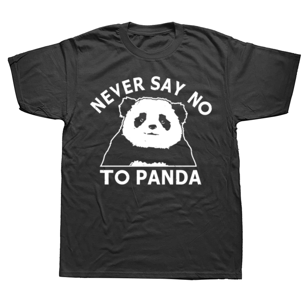 Lustige „Never Say No To Panda“-Grafik-T-Shirts für Herren und Damen, modisches, lässiges T-Shirt aus 100 % Baumwolle, lockeres, übergroßes T-Shirt für den Sommer – Detail 3