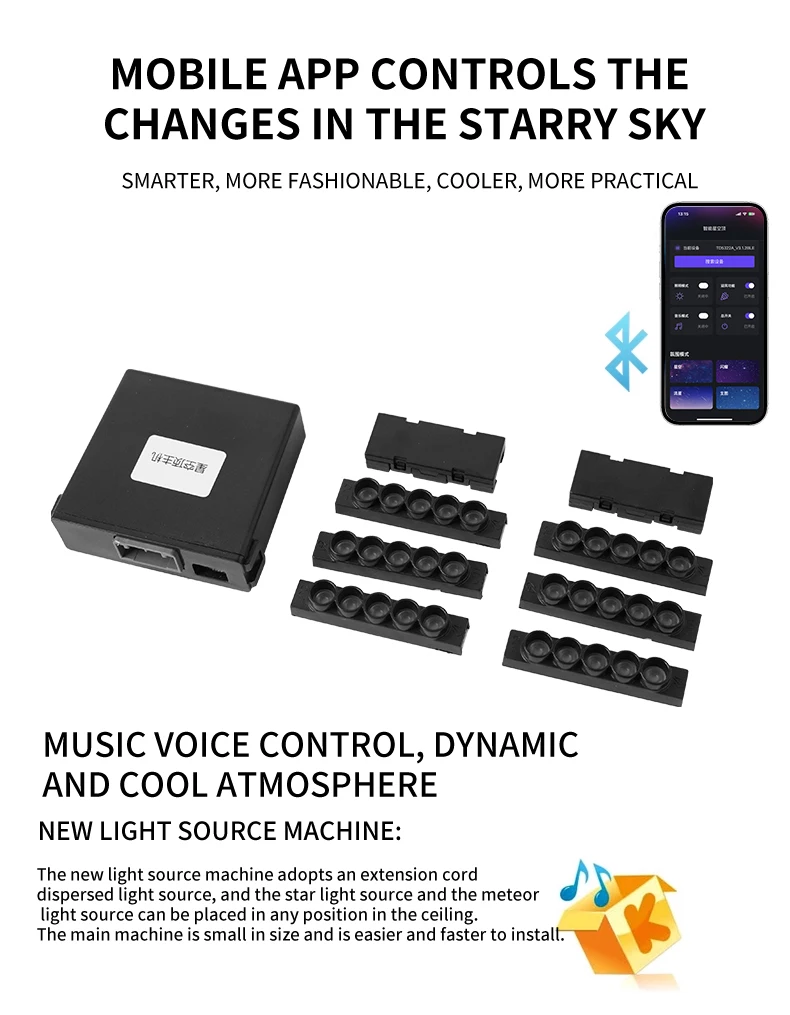 Wholesale Price High Quality Color-Changing App-Controlled Romantic Fiber Optic Starry Sky Light Kit 12V 3-Year Lighting
