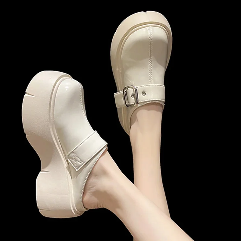 Platform Mules Slipper Shoes Women Slingback Slippers Shoes New Casual Walking Flip Flops Female Outside Wear Half Baotou Slides