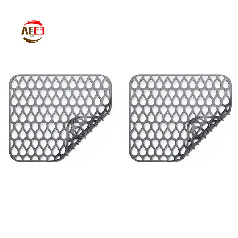 AEE3-Silicone Sink Protectors For Kitchen, Folding Non-Slip Sink Mat Grid For Bottom Of Stainless Steel Porcelain Sink 2Pcs
