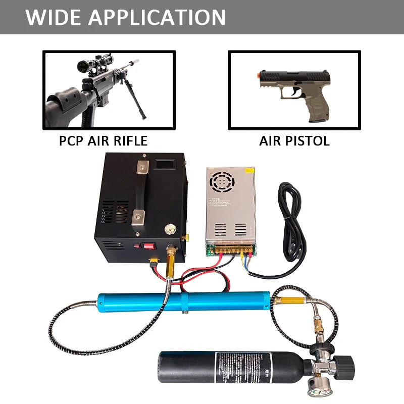 Imagem -05 - Nuoge 4500psi 30mbar Portable Pcp Air Compressor Bomba 12vdc 110v 220v Poder Óleo Água-livre de Alta Pressão Mergulho Garrafa Air Rifle