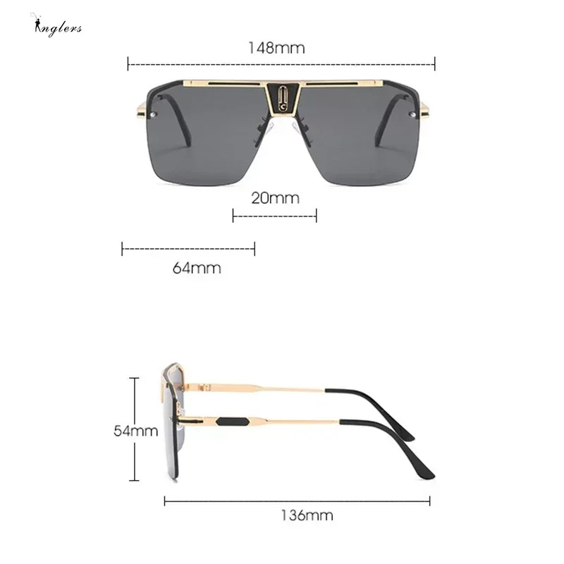 2024 Gradient Square Sunglasses Men Women Trendy Vintage Brand Design Oversized Rimless Sun Glasses for Female Eyewear UV400