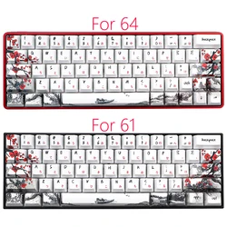 Plum Blossom Theme Keycaps German French Spain ISO Dye Sub Keycap For 61/64/68/84/TKL87 GMMK Pro AZERTY Keyboard Caps Custom Set