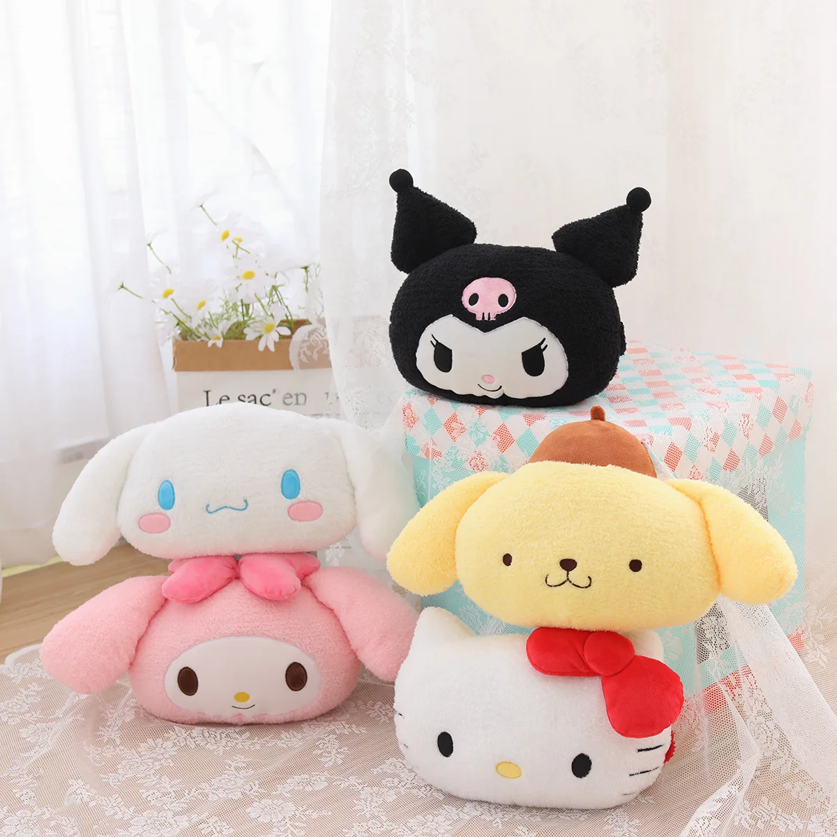 

Мягкая плюшевая подушка для автомобиля в виде мультяшного героя My Melody Kuromi Cinnamoroll, подушка для шеи, декоративные игрушки, подарки