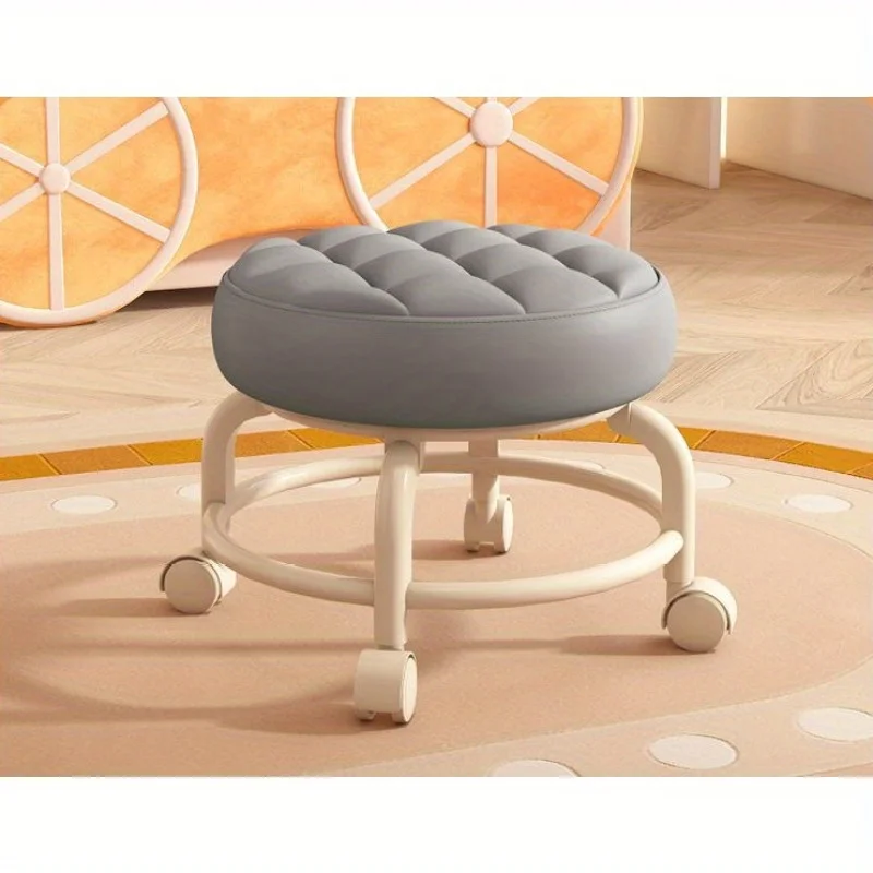Universal Wheel Pulley Low Stool Multi functional Beauty Sewing, Foot Repair, Shoe Replacement Stool Round Stool Soft Seat image 3