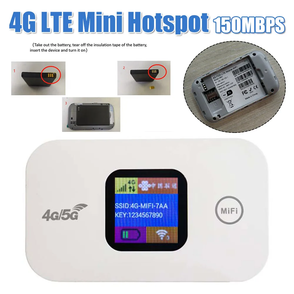 

Миниатюрный уличный 4G LTE беспроводной роутер 150 Мбит/с, портативная точка доступа с слотом для SIM-карты, аккумулятор 2100 мАч, цветной LED-дисплей, сетевое устройство