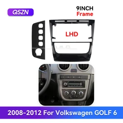 QSZN 9inch Car Facia Panel Frame Audio Fitting Adapter Dash Trim Kits For Volkswagen VW Golf 6 2008-2012 Double Din Radio Player