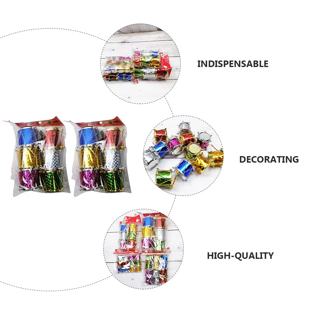 

12Pcs Lovely Christmas Decor Drum High Quality Paper Materials Strong Long Lasting Christmas Drums Xmas Drums