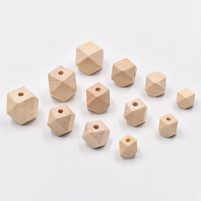 Organic Wooden Geometric Hexagon Beads Accessory Wood Faceted Beads DIY Craft Jewelry