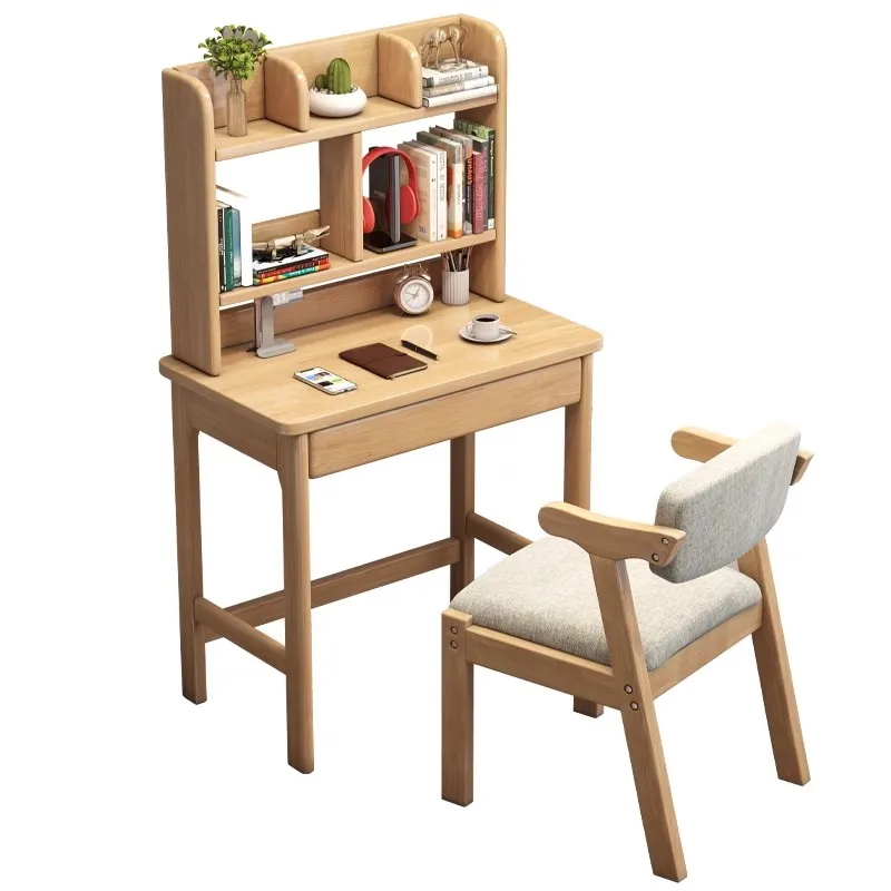 

Bedroom Furniture Custom Wood Computer Desk Book Shelf Bookcase Study Table With Bookshelf Bookcase and Stool Combo Suit