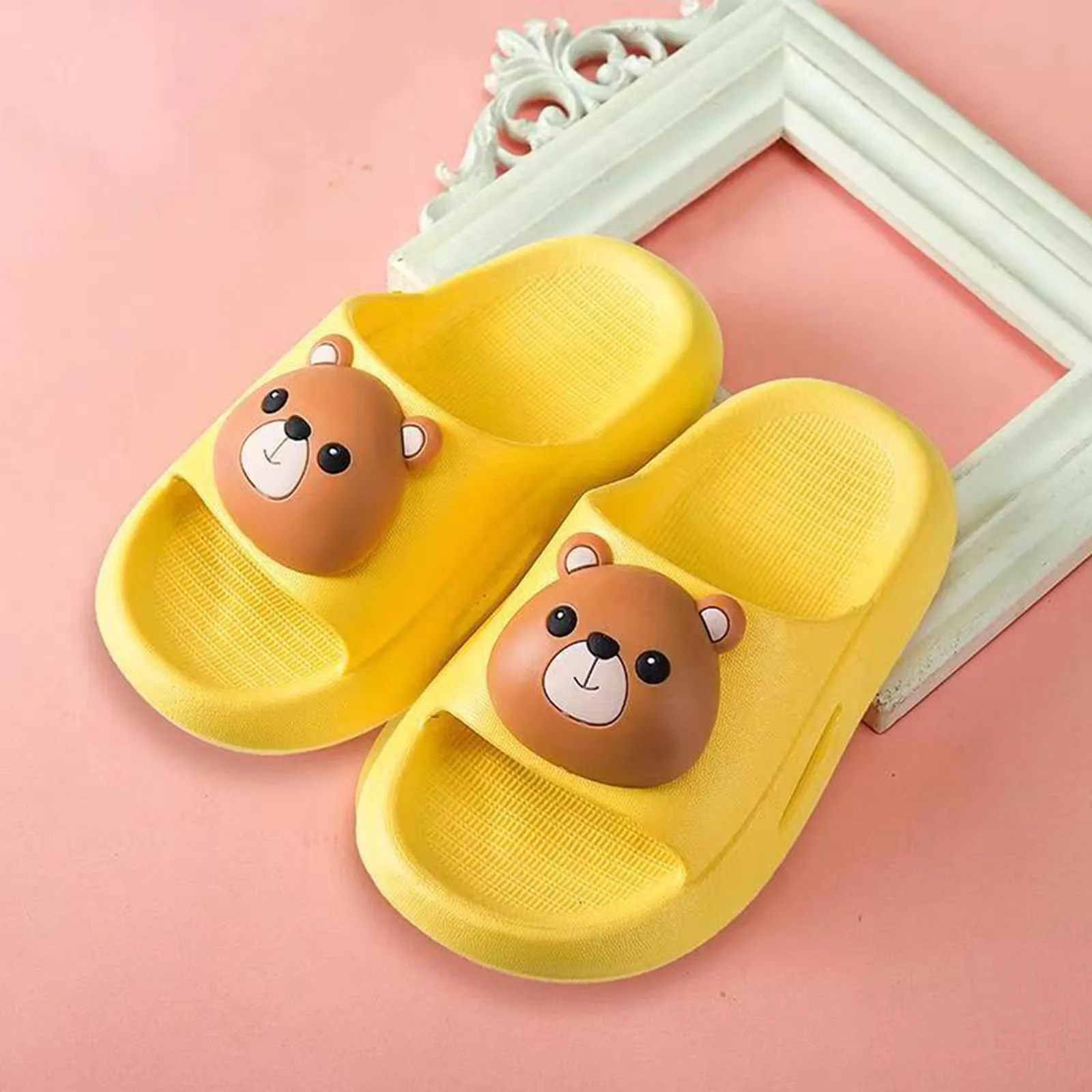 Summer Kids Home Shoes Flip Flops Baby Girls Slippers for Children Cartoon Unicorn Bathroom Antislip Thick Sole Slides 2-8 Years