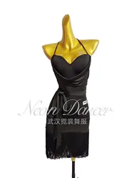 Neon Dancer New Women's Latin Dance Outfit, Swing-Neck Tassel Dress, Backless Practice Outfit