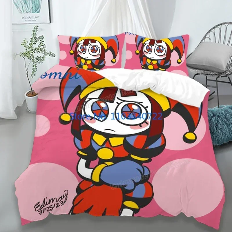 Anime The Amazing Digital Circus Duvet Blanket Set 3D Print Comforter Cover Carpet Bedclothes Bedding Sets Bedroom Blanket