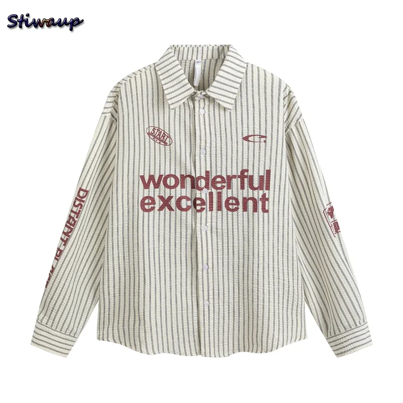 Pretty and Elegant Women's Long Sleeve Blouses Deals Striped Big Letter Stylish Women's Shirts Womens Tops and Blouses for Lady