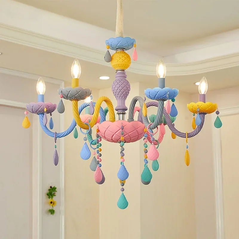 

Nordic Children's LED Chandeliers Candlesticks Candle Girl Bedroom Living Room Design Lamp Home Decor Indoor Lighting Ceiling