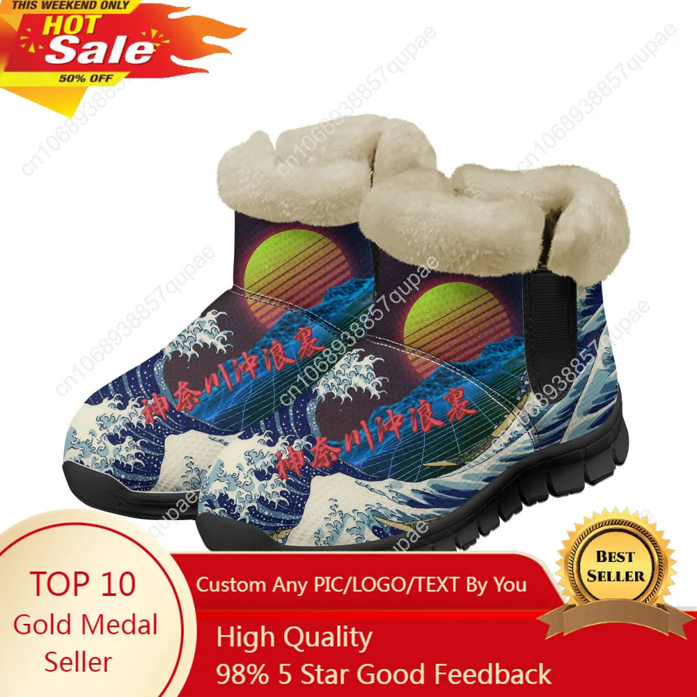 

The Great Wave off Kanagawa Snow Boots Mens Womens Teenager Shoes Keep Warm Casual Lightweight Sports Custom Sneakers