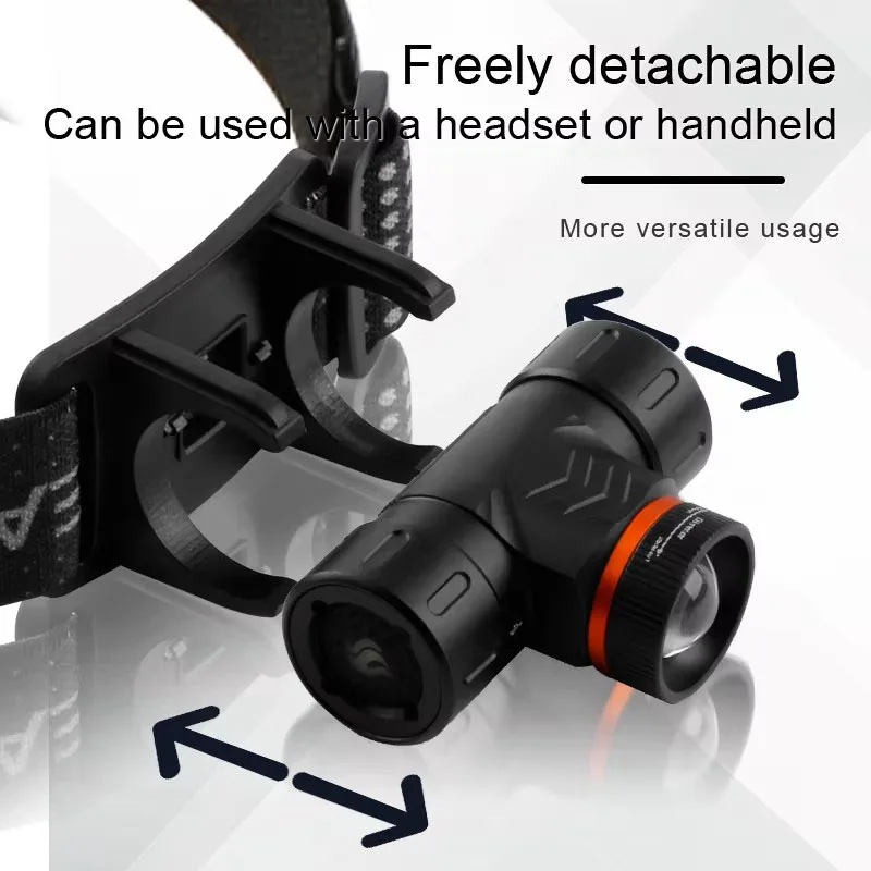 كشافات أمامية قوية LED رئيس التكبير دوران نوع C قابلة للشحن رئيس مصباح الجبهة Led رئيس للتخييم العمل الصيد