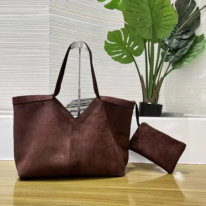 

Brown Suede Y-shaped Handbag Designer Tote Bag Women's Large Capacity Shoulder Bag Commuter Storage Bag Fashion Shopping Wallet