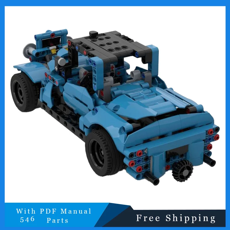 

546 PCS Blue Cool Speed Sports Car Technical Brick Building Block Model DIY Toy Kits For Adult to Display Assembly Festival Gift