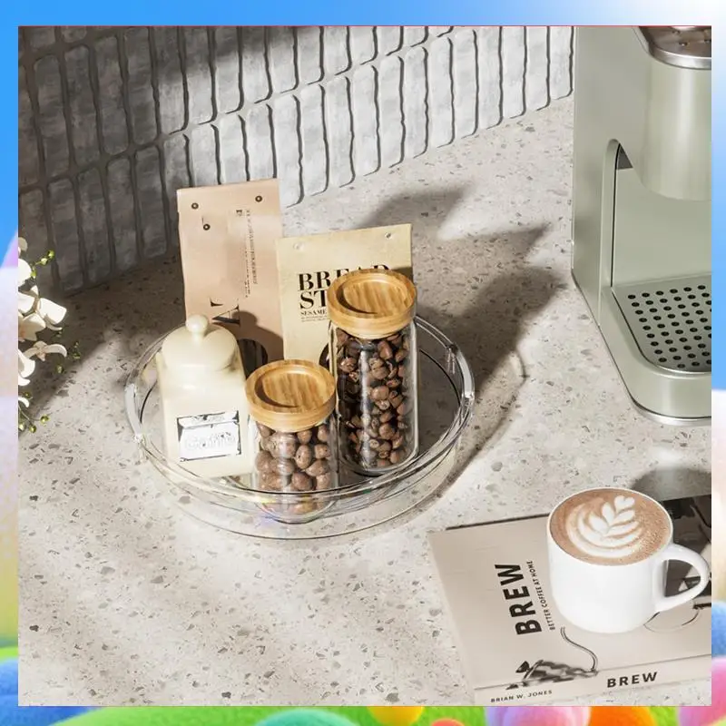 

Прозрачный органайзер Lazy Susan для шкафа, кухни, вращающегося органайзера для специй на холодильнике-AA25