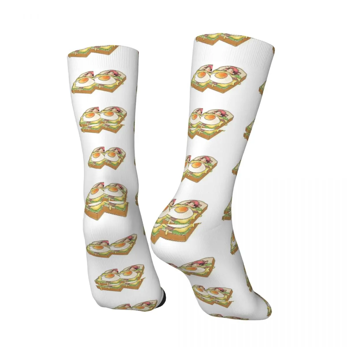 Crazy compression Sock for Men Fried Egg Sandwich Hip Hop Vintage Chicken family bucket Quality Pattern Printed Boys Crew Sock