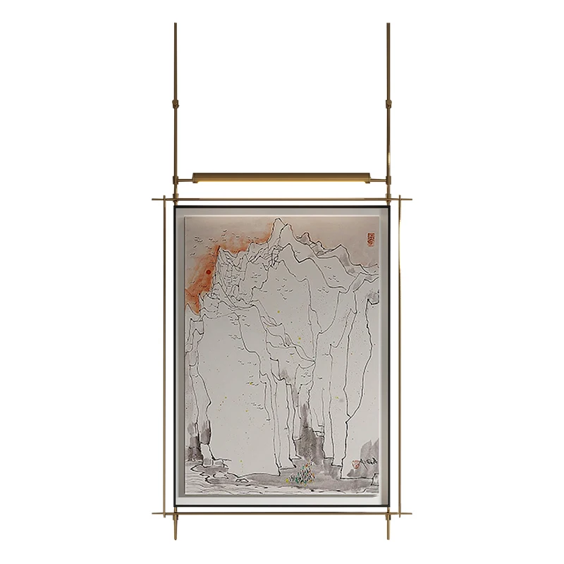 Archaic metal rod iron frame niche decorative painting French porch pillar abstract painting