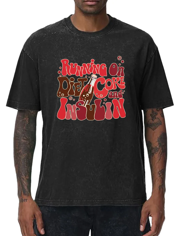 King Crown Oversized Washed Graphic T-Shirt, 100% Cotton Streetwear Tee for Men, Vintage Hip Hop Loose Fit Tops