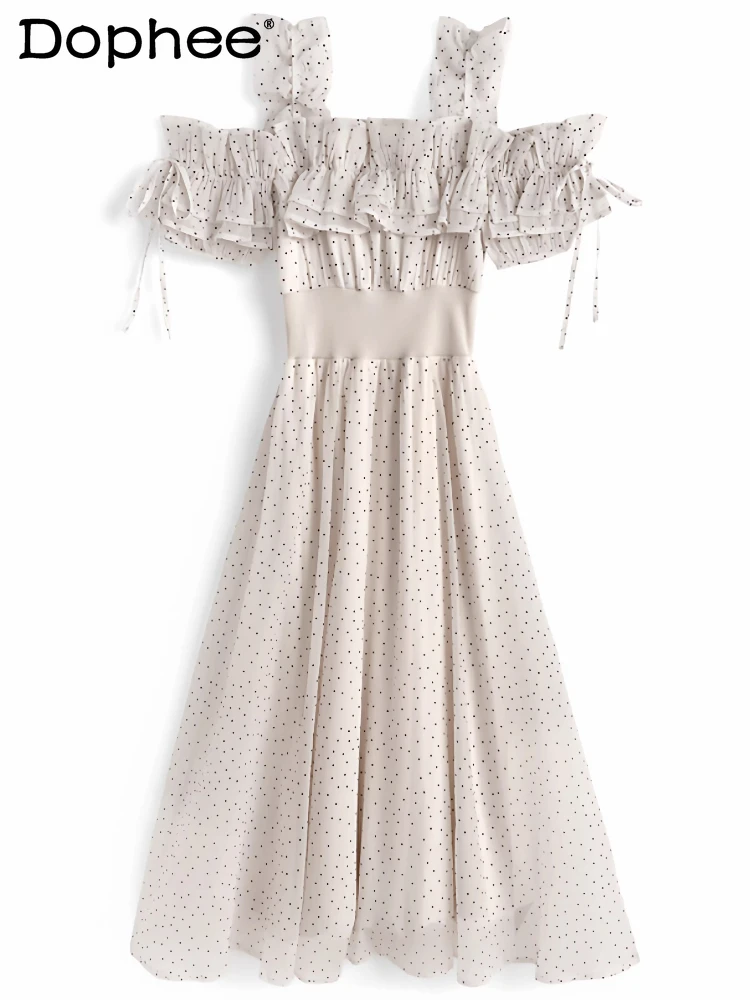 

Japanese Sweet Pure Desire Off-the-shoulder Space-up Dress 2026 Summer New Cute Lady Daily Commuting Versatile Dress