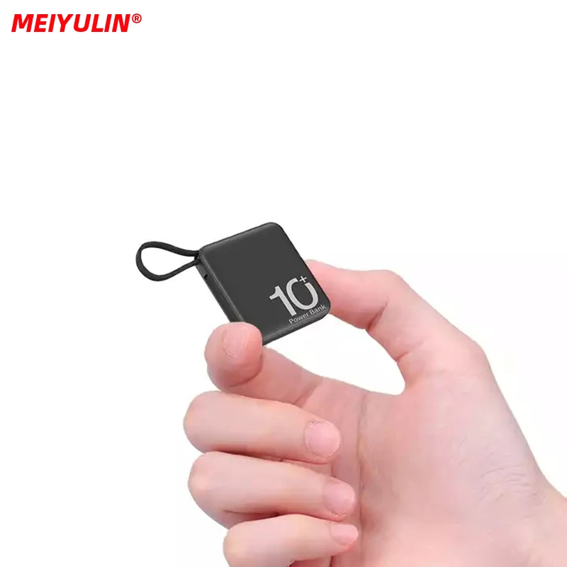 10000mAh Mini Power Bank Fast Charger Portable Rechargeable External Battery Built-in Cable for iPhone 14 13 12 Samsung Xiaomi