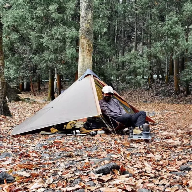 Neues FLAME'S CREED Lanshan 1-Personen-Outdoor-Ultraleicht-Campingzelt Single Man 3/4 Saison Professionelles 15D-Silikon-stangenloses Zelt – Detail 3