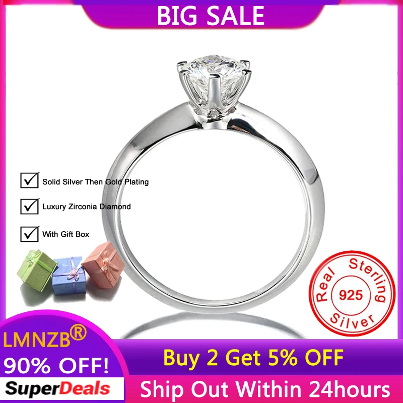 100% Certified With 18KRGP LOGO White Gold Color 1 Carat Zirconia Diamant Rings Wedding Jewelry for Women Fashion Accessories