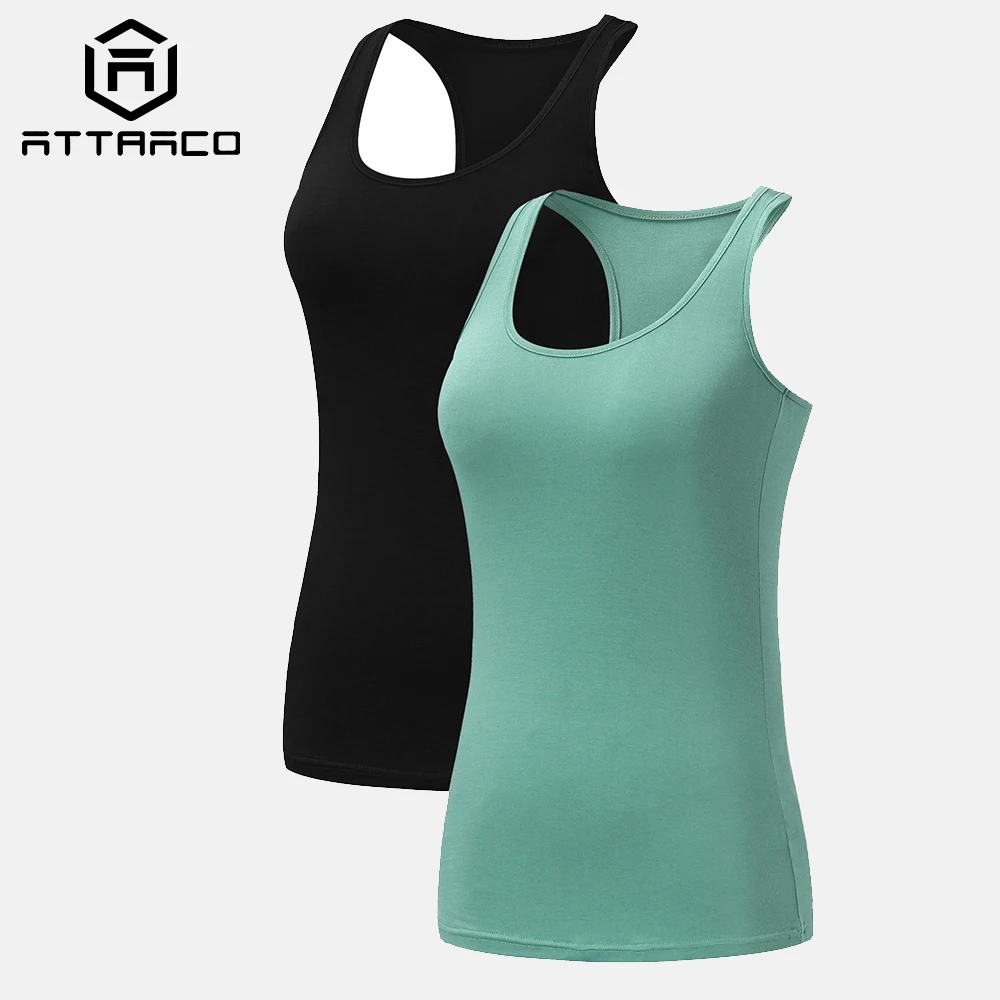 

ATTRACO Women Camisole Pack of 2 Solid Tank Tops Soft Sporty Taut Fitness Yoga Innerwear