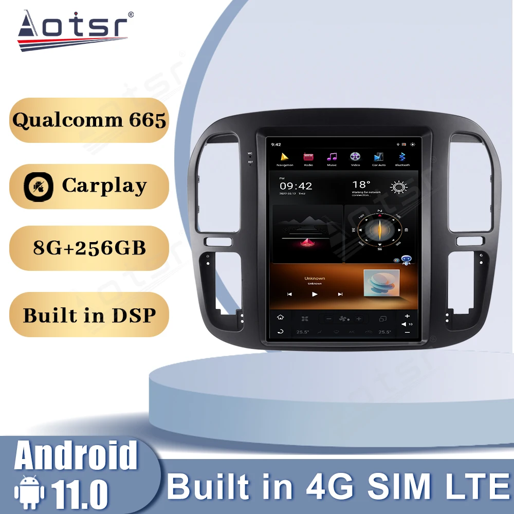 

Vertical Screen Android 11.0 Qualcomm For Toyota Land Cruiser LC100 1998-2002 Car Radio Multimedia Player GPS CarPlay Head Unit