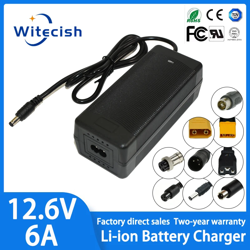 

Зарядное устройство для литиевой батареи 12,6 В, 6 А для 3S 18650, литий-ионные пакеты (12 В), вилка европейского/американского/Великобритании/Австралии, высокое качество