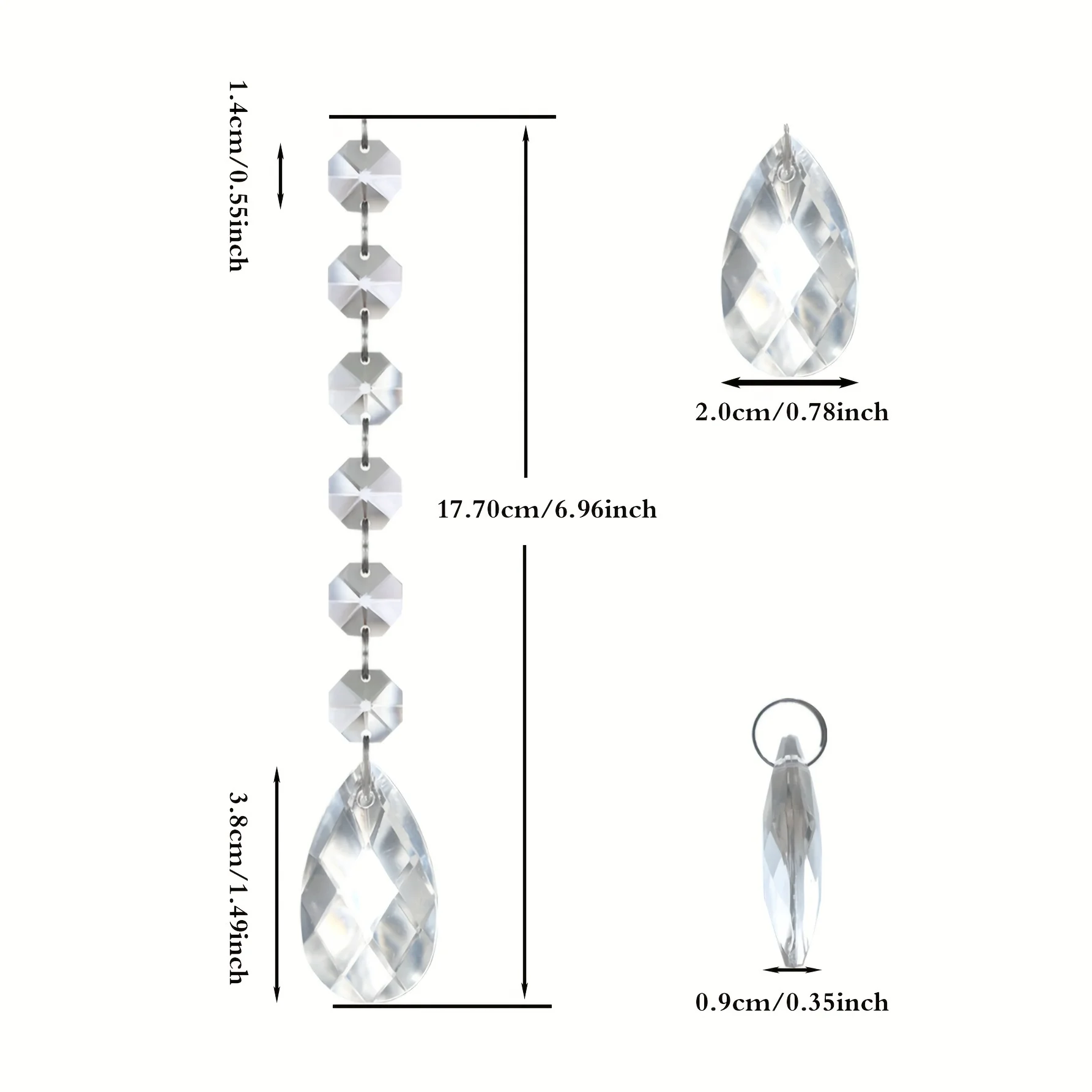 60 Strings of 17.5CM Acrylic Teardrop Crystal Pendant Transparent Garland Curtain Chandelier Pendant Wedding Party Decoration