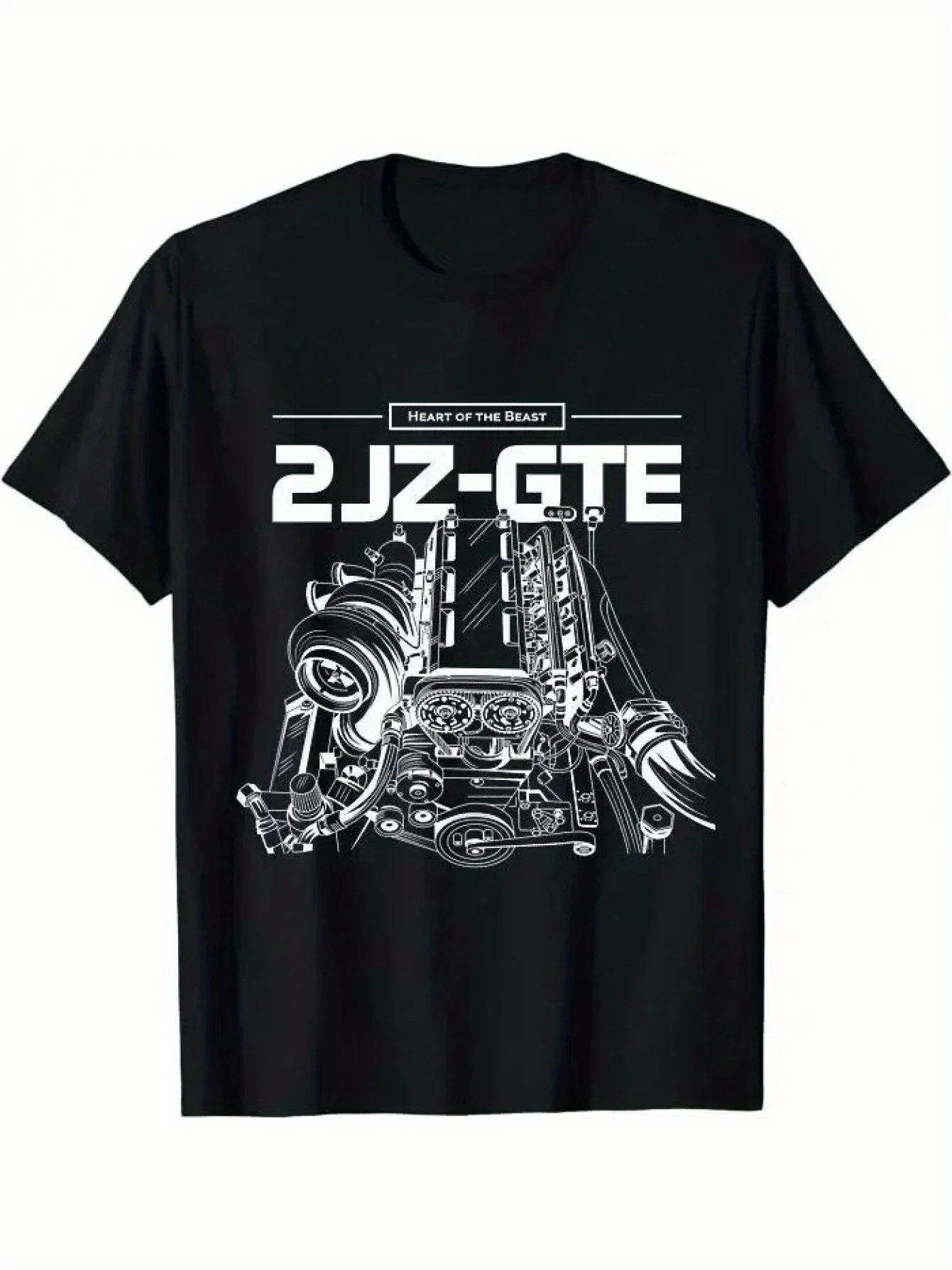 2JZ GTE Engine Tee, Timeless T-Shirt, Versatile for Adults, Everyday Short-Sleeve, Classic Style, Soft And Comfy Premium Fabric, Must-Have Crew Neck T-Shirt, Ideal for Casual Sports Activities, Plus Size