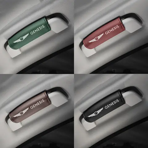 가죽 자동차 지붕 팔걸이 당김 커버 핸들 장갑 보호, 제네시스 쿠페 로고 G70 G90 G80 GV60 GV70 GV80 용 자동차 액세서리
