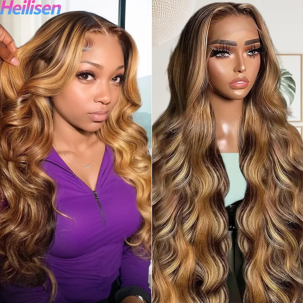 36 дюймов P4/27 Highlight 220% Плотность Объемная волна 13x4 13x6 HD Прозрачный парик фронтальной части шнурка Бразильские парики из человеческих волос для женщин
