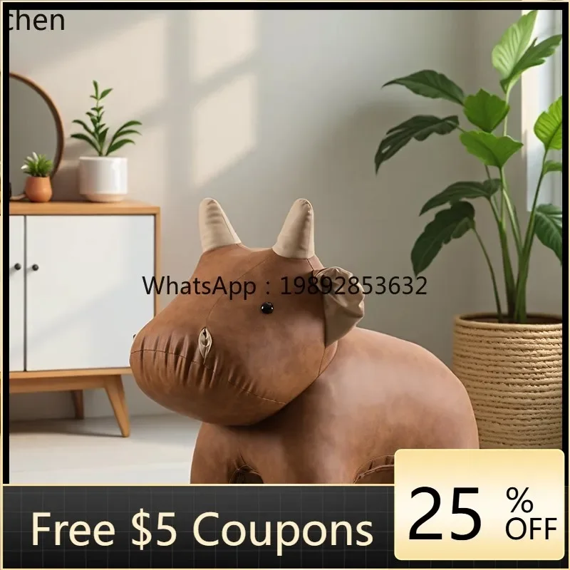 a-15Housewarming Gift Animal Shape Stool Shoe Changing Stool Living Room Creative  Cute Cow Seat Cartoon Doll Low Stool
