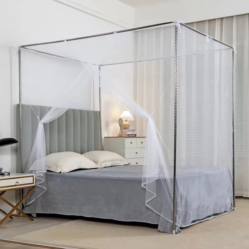 Thiened Frame Single Door Easy Assembly Square Top Mosquito Net 5m for Double Bed Old Sle Princ Sle Home Use
