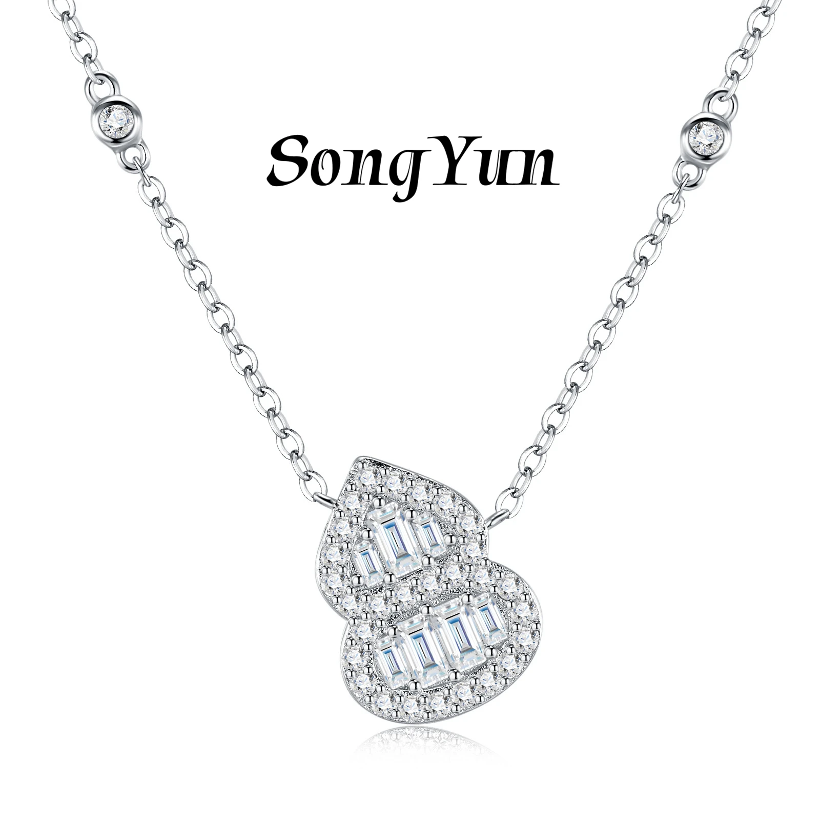 

SONGYUN Brand Jewelry 925 Sterling Silver Necklace Moissanite Diamond Gourd Style Women Real Gold Plated SYT Patent Pendant