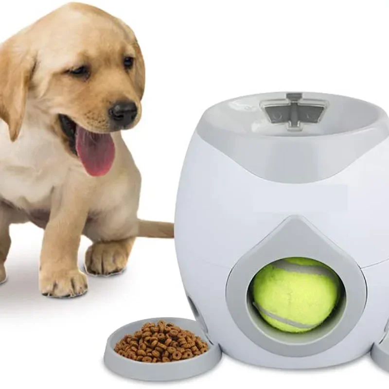 Dog Pet Toy Tennis Automatic Throwing Machine Tossing Ball Machine Food Distribution Reward Game Training Tool Slow Feeder