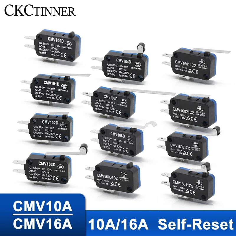 CNTD Micro Switch CMV100D CMV101D CMV102D CMV103D CMV104D CM106D NO NC Small Limit Travel Switch 10A 16A Self-Reset CMV16001C2