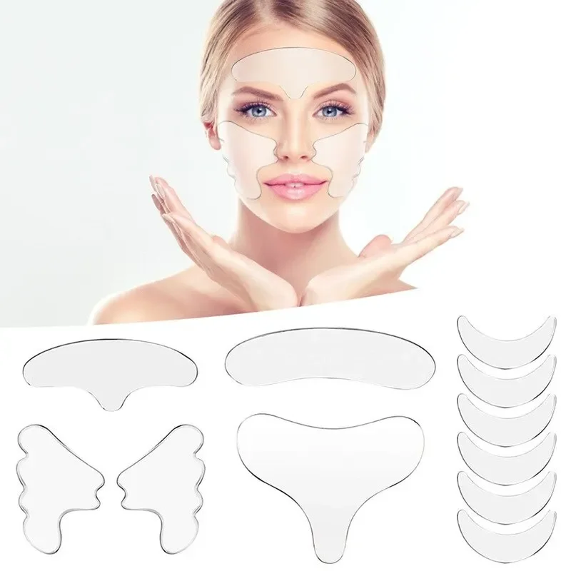 Autocollant anti-déformable en silicone réutilisable, visage, front, cou, soins de la peau, patch de levage, anti-âge, 100 ensembles, 16 pièces par ensemble