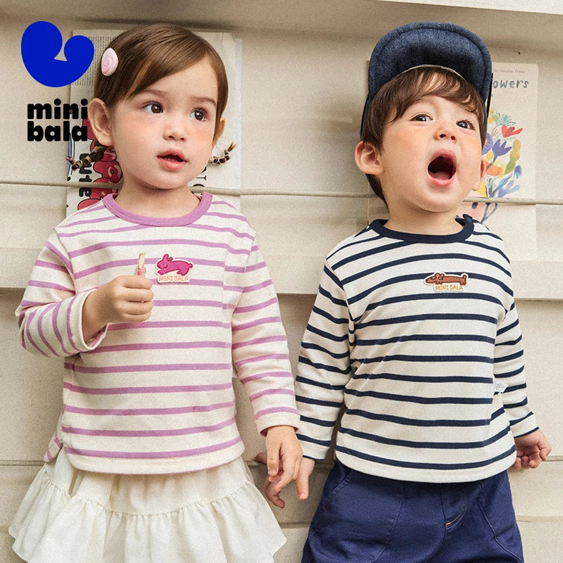 

Mini Bala Kids Long Sleeve T-Shirt 2025 New Autumn Skin-Friendly Breathable Anti-Shrink Top