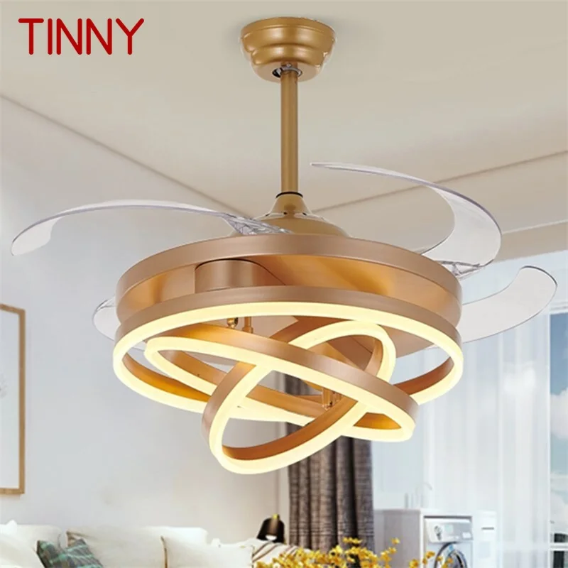 TINNY Ceiling Fan Light Without Blade Lamp Remote Control Modern Creative Gold For Home Living Room 120V 240V