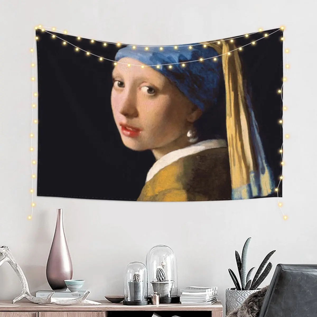 Johannes Vermeer niña con pendiente de perla tapiz decoraciones para tu dormitorio habitación personalizada decoración estética del hogar tapiz