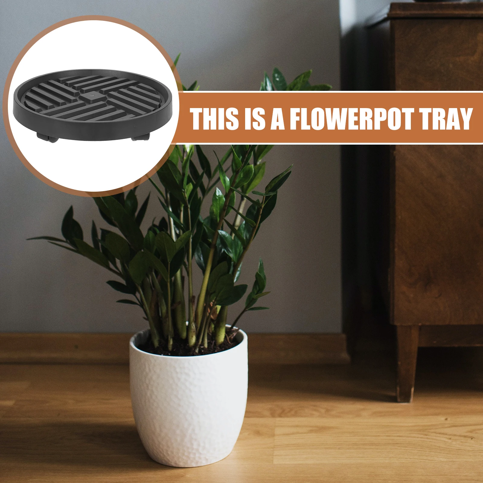 

1 set Thickened Plant Pot Tray with Wheels Round Black Sturdy Water Storage Planter Holder for Large Pots Trees Vases Gardening