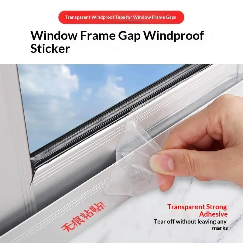 Fensterdichtungsband für Winterwetter, rückstandsfrei, transparent, Zugluftdichtungsfolie für Türen und Fenster – Detail 3